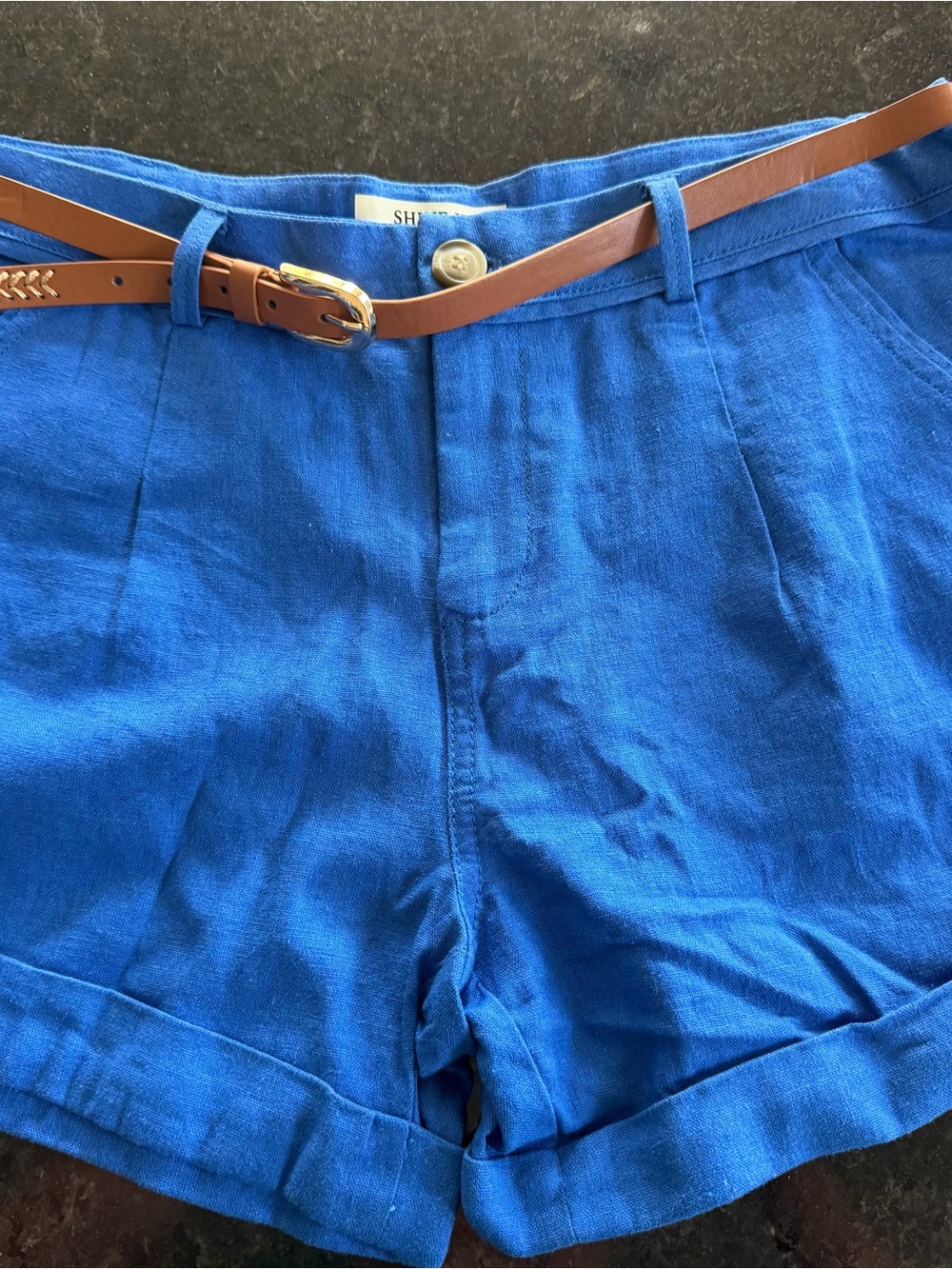 Blue Linen Shorts
